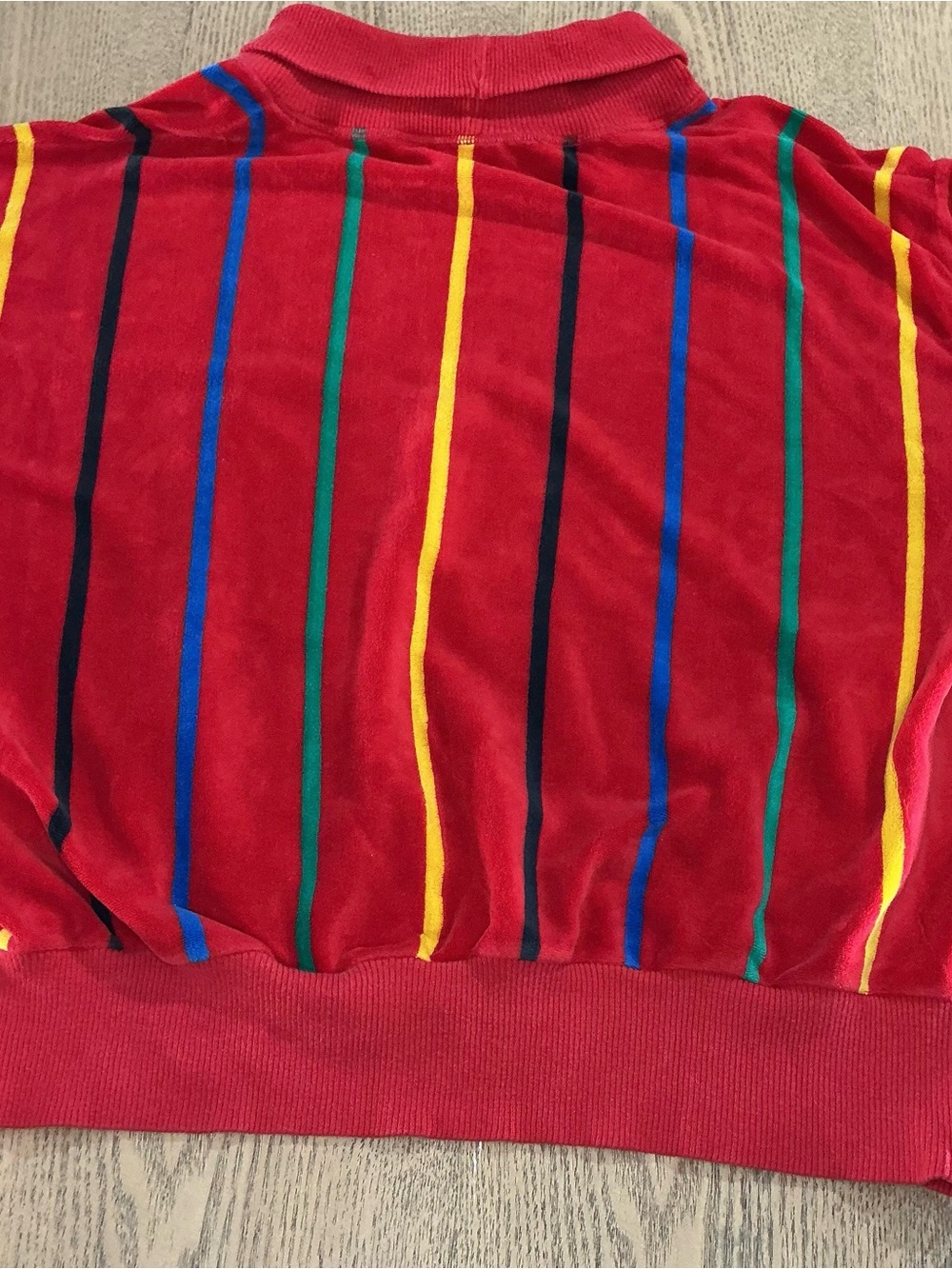 Vintage 80s Aileen II Velour Striped Sweater 26W/46 Red Multicolor - Picture 2 of 9